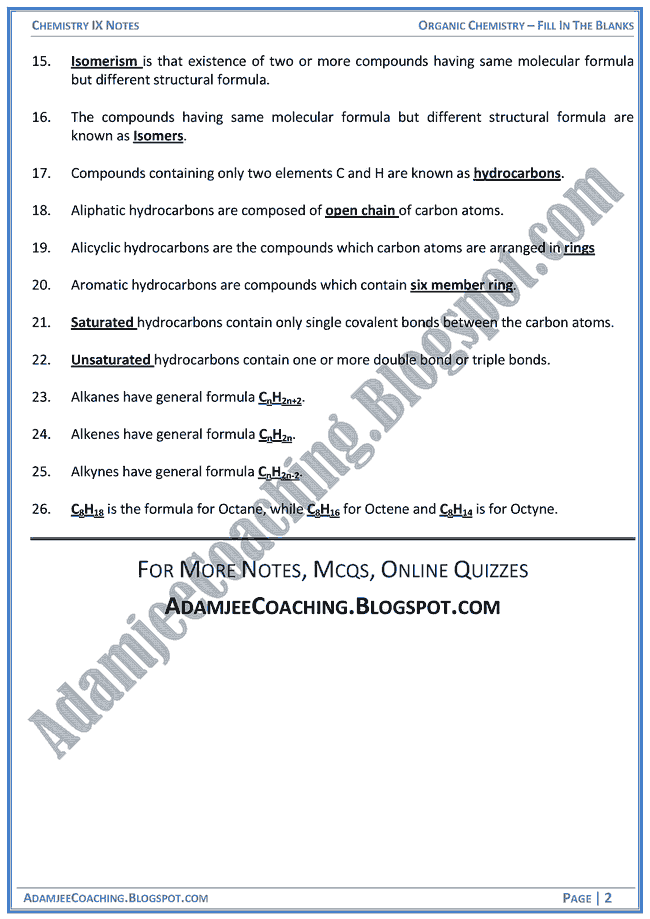 organic-chemistry-fill-in-the-blanks-chemistry-ix