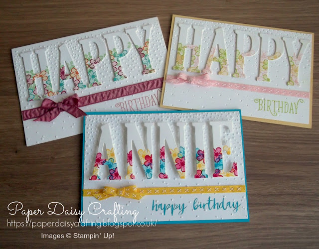 Large letter dies Happy Birthday gorgeous Stampin up