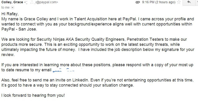 job offer from paypal