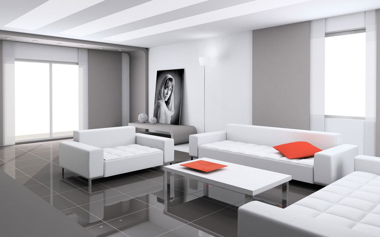White Living Room Design