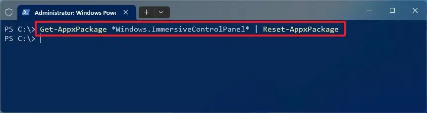 powershell reset settings app windows 11