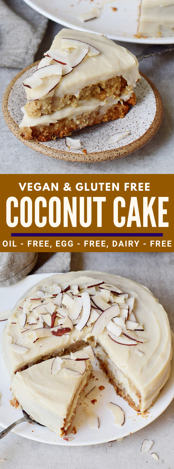 VEGAN COCONUT CAKE | WITH OIL-FREE CREAM FROSTING (GF) #desserts #glutenfree