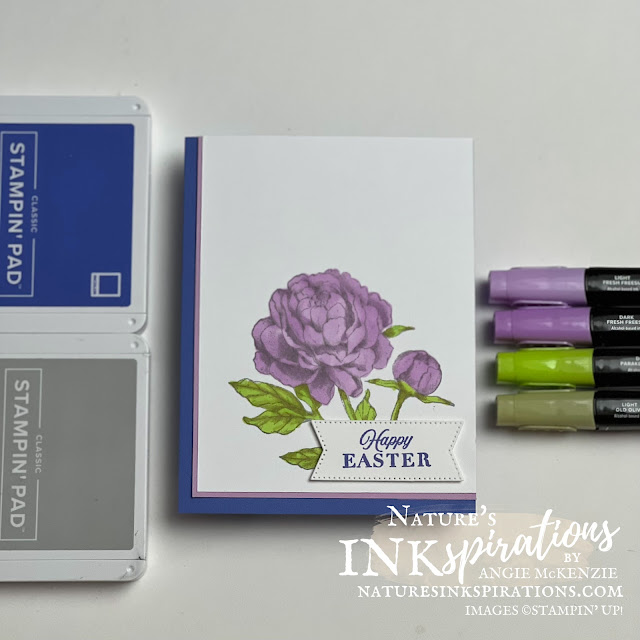 Prized Peony Easter card with In Colors (color palette) | Nature's INKspirations by Angie McKenzie