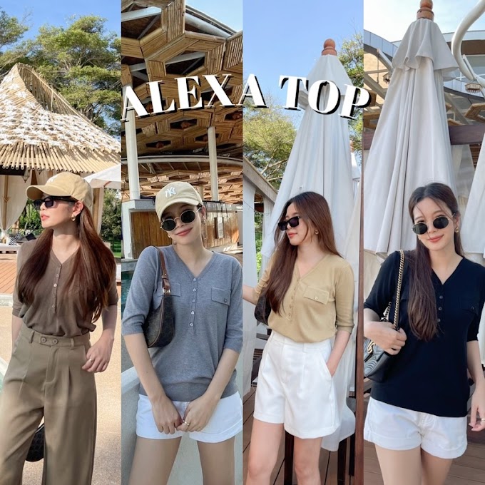 [ stayatdress ] STAYATDRESS | 𝐀𝐋𝐄𝐗𝐀 𝐓𝐎𝐏 เสื้อคอวีผ้าknit แขน3ส่วน เนื้อผ้าเกรดพรีเมียม นุ่มมากกกก