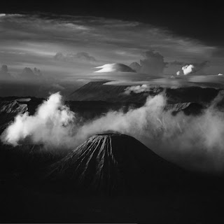 Beautiful black and white landscape in Indonesia