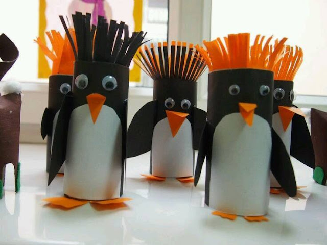 Idea to make penguin from  toilet roll for kids
