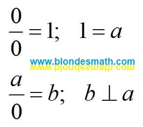 Деление на ноль. Ноль, деленный на ноль равен единице. Величина, деленная на ноль, равна перпендикулярной величине. Математика для блондинок.