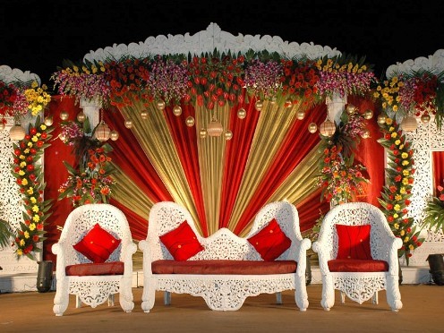 Wedding Stage decoration Golden Wedding Stage