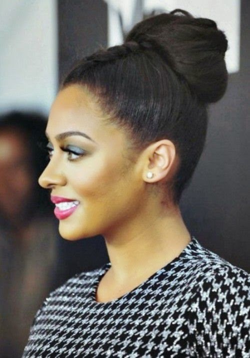 Classy Women Black Hairstyles Buns 2015