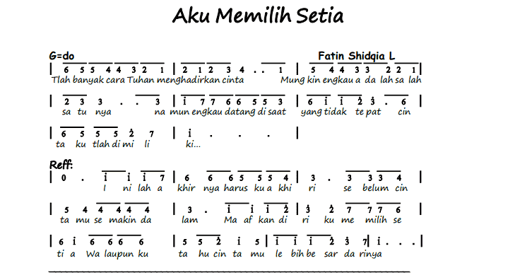 Pencarian not angka : Not Angka Lagu Aku Memilih Setia 