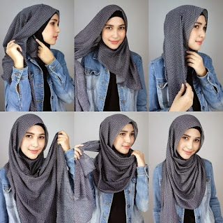 Tutorial Hijab Monochrome Polkadot