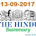 The Hindu News Paper Summary 13-09-2017