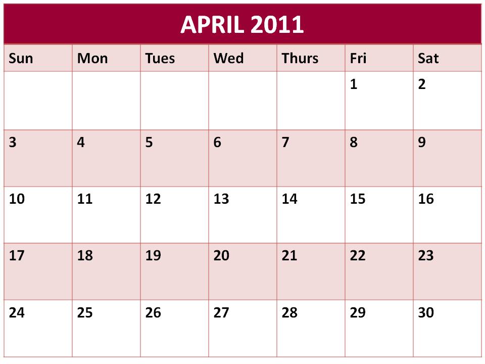 blank 2011 calendar april. lank 2011 calendar april.