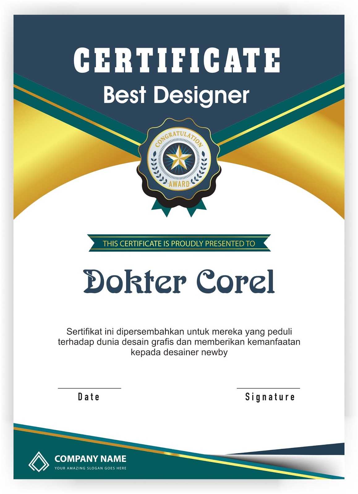 Desain Bingkai Piagam  dan Sertifikat Terbaik Dokter Corel