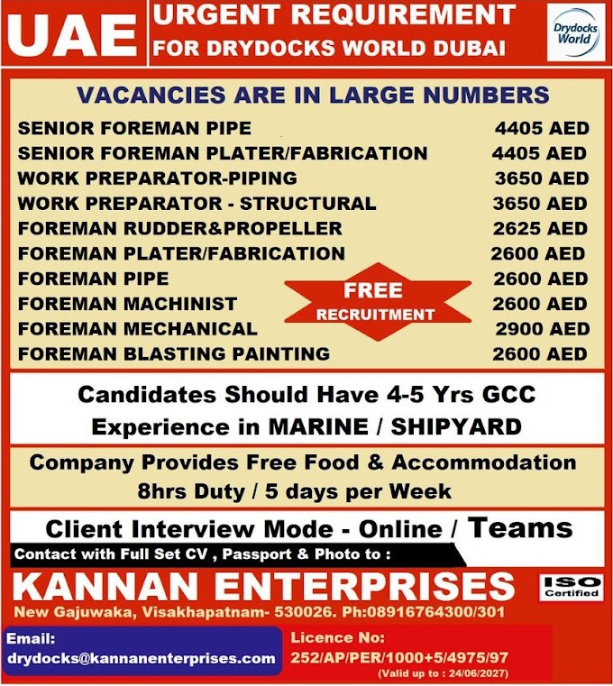 Dubai Jobs- Vacancies for Drydocks World - Free Recruitment