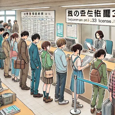 免許の更新風景をAIに描かせてみた。
