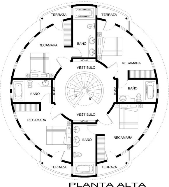 PLANO DE CASA CIRCULAR DE FORMA REDONDA