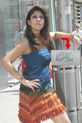 Nayanthara with Prabhu tattoo (P in English and the rest in Tamil)