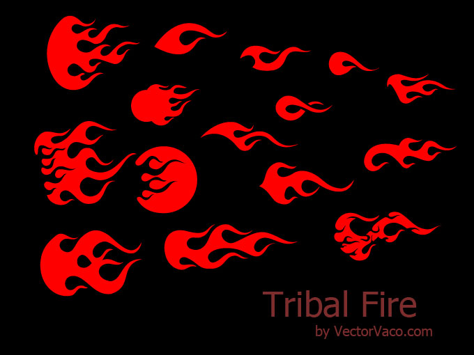 Free Vector がらくた素材庫 トライバル模様の炎 Tribal Fire Vectors