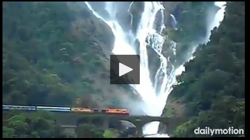 Heavenly View: Watch Train Crossing Dudhsagar Waterfall of Goa.