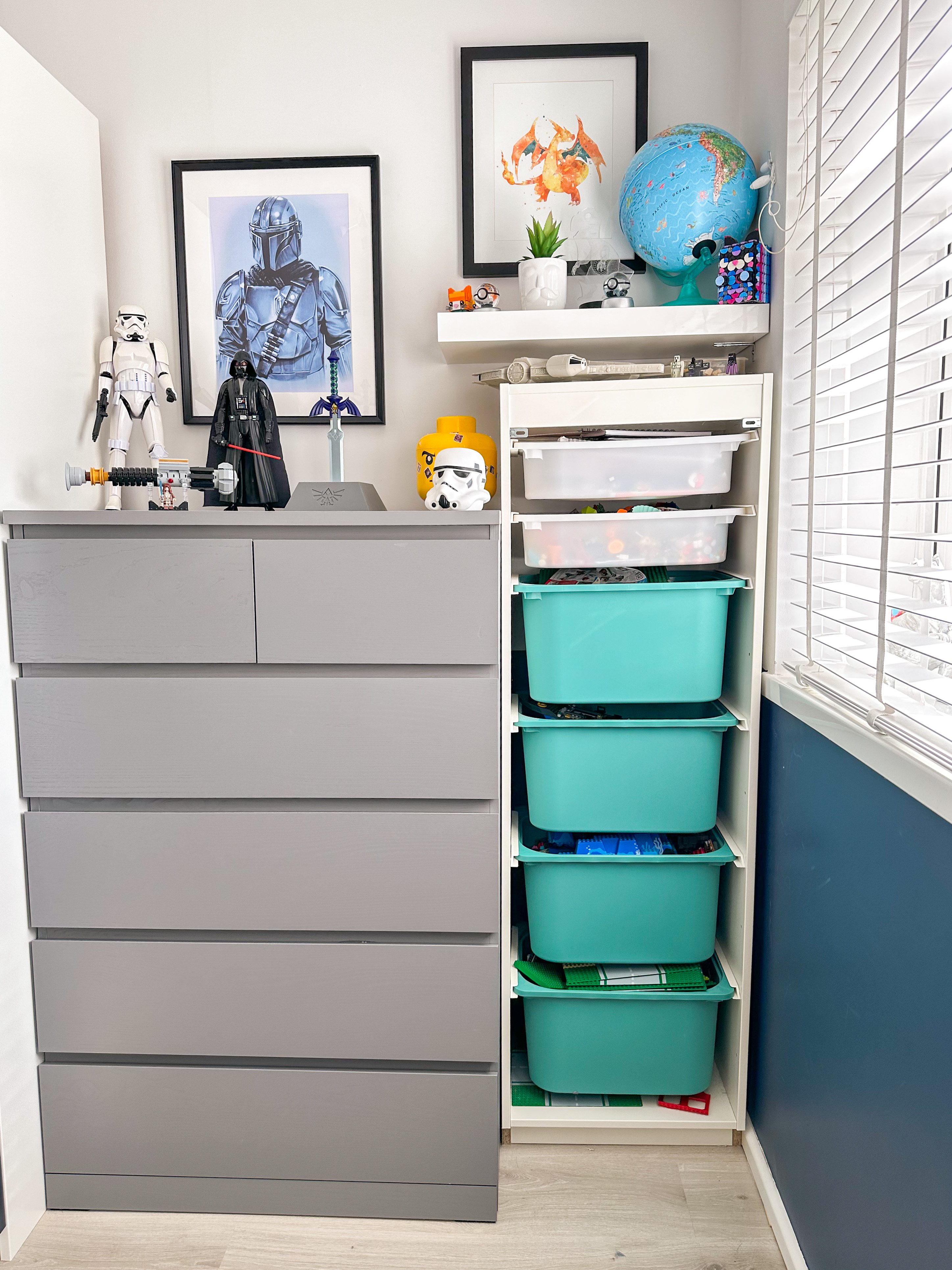 trofast system, lego storage, Star Wars themed bedroom, tween bedroom, boys bedroom decor, Star Wars decor,