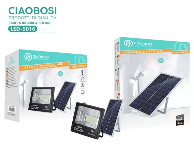 CiaoBosi LED-9016 Faro Faretto Led Pannello Solare Fotovoltaico