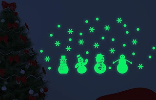 Night Luminous Christmas Snowman Fluorescent 3D Wall Stickers