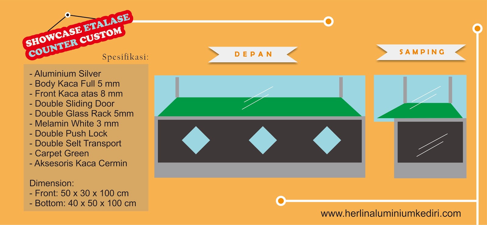 Daftar Harga Showcase Etalase Aluminium Kaca Etalase 