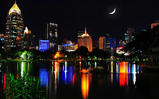 Bangkok Skysrapers Crescent Night View HD Wallpaper