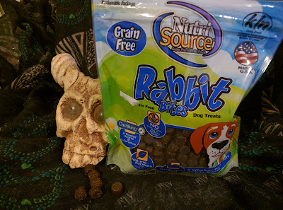 Dog treats made from rabbit and a bunch of other stuff.