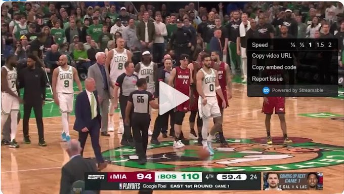 Full sequence)Tatum takes a scary fall on his back late in the game after a physical play from Martin