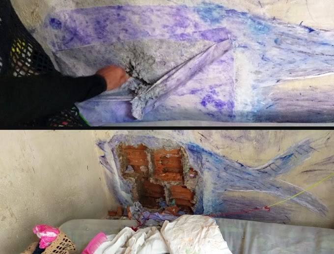 Presas cavam buraco em parede de cela e escondem com 'obra de arte' em Rondônia