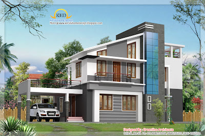Modern Duplex Villa Elevation - 1925 Sq. Ft - Kerala home design ...