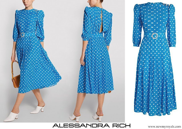 Princess of Wales wore ALESSANDRA RICH Polka-Dot Pleated Midi Dress