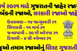 Gujarat Public, Bank, Optional Holiday 2021 Dates Declared