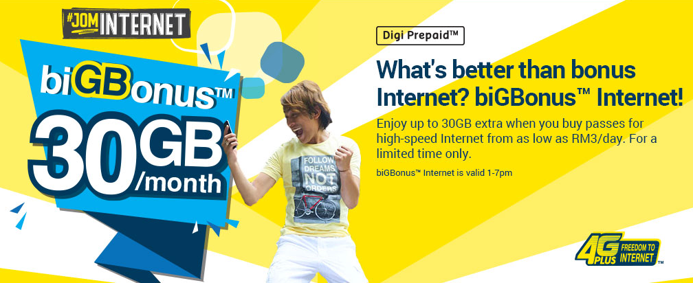 Digi Prepaid Internet Add On Big Bonus FREE 1GB 1PM - 7PM ...