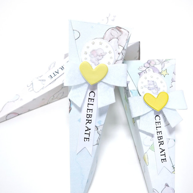 DIY Baby Shower Favor Boxes by Dana Tatar for FabScraps