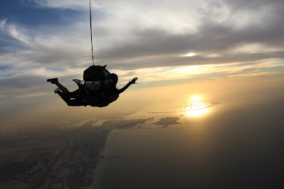 sky diving over dubai