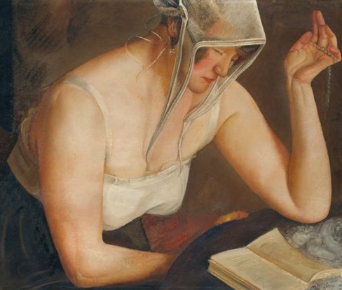 Boris Grigoriev,woman reading,bible