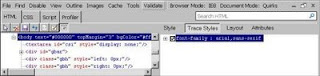 Developer tools in IE 8 with selected Trace Styles