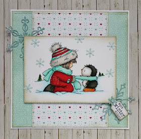 Christmas card using Cosy Penguin digital image by Lili of the Valley