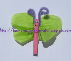Butterfly Clothespin craft for toddlers Letter B craft