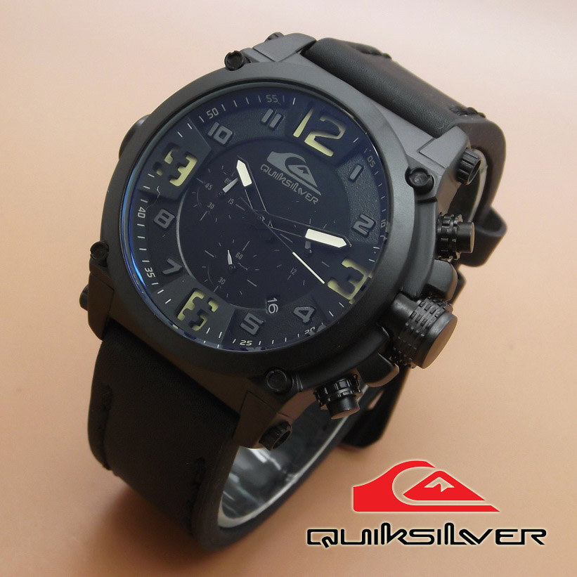 Jam Tangan Quiksilver 6605 (Black Leather List Krem)