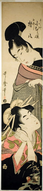 Ukiyo-e. Träsnitt. Hashira-e. Utamaro.