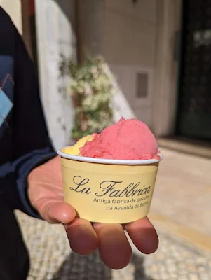Cup of ice cream at Fabbrica in Lisbon in March