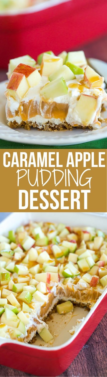 NO-BAKE CARAMEL APPLE PUDDING WITH GINGERSNAP CRUST