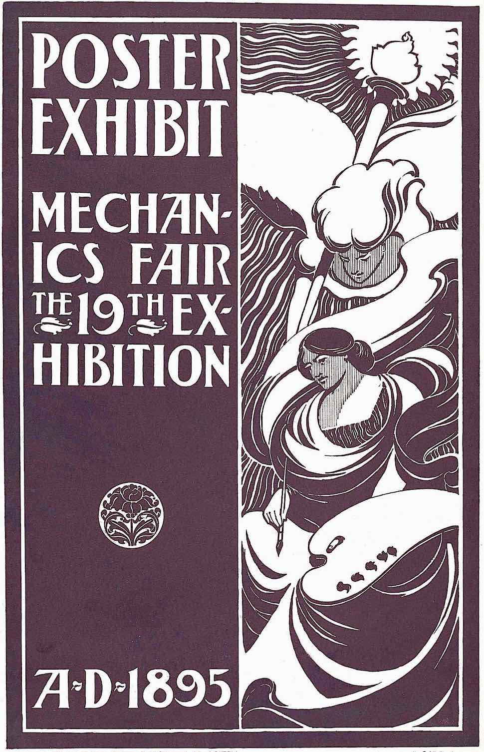 an Elisha Brown Bird 1895 poster for a poster exhibit, mechanics fair 19th exhibition