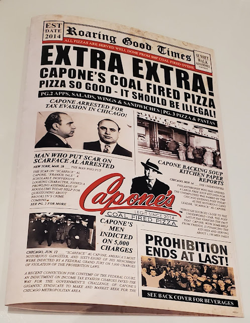 Capone's Coal Fired Pizza Prohibition Era Menu