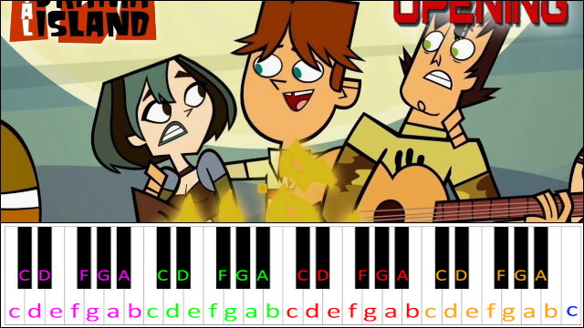 Total Drama Island - Theme Song Piano / Keyboard Easy Letter Notes for Beginners