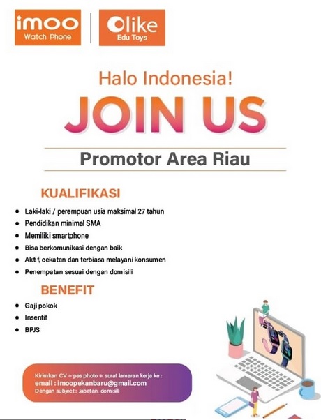 Imoo Pekanbaru Membuka Loker Sebagai Promotor Area Riau